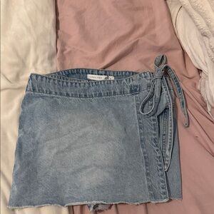 Altar'd State Light Blue Denim Mini Skirt